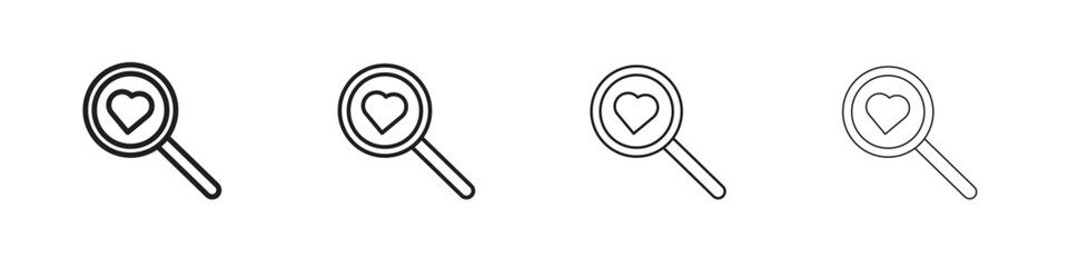 Wall Mural - Search heart icon vector graphics. black style vector icons