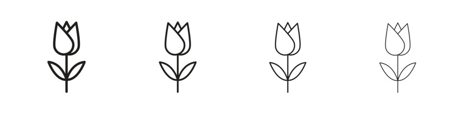 Wall Mural - Flower tulip icon vector graphics. black style vector icons