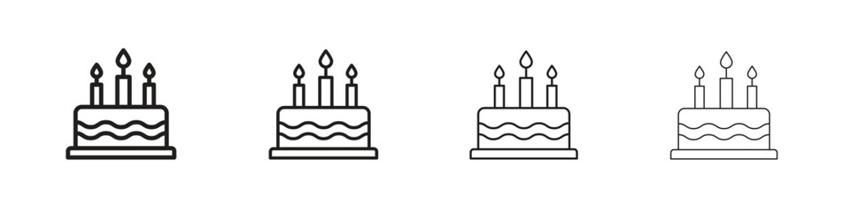 Wall Mural - Cake birthday icon vector graphics. black style vector icons