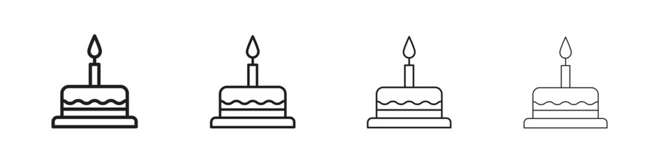 Wall Mural - Cake birthday icon vector graphics. black style vector icons