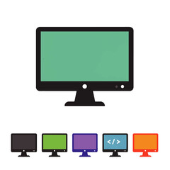 Flat Monitor Screen Icon for Programming and Development