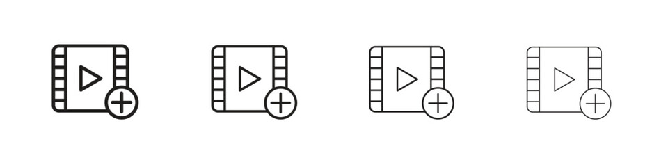Wall Mural - Add video icon vector graphics. black style vector icons