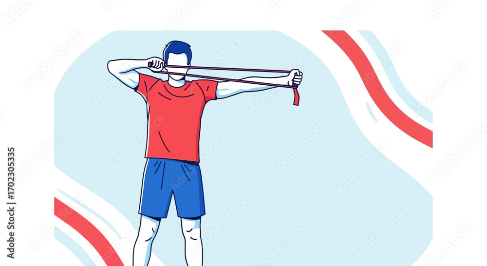 Man Doing Resistance Band Exercise Conceptually To Improve Physical ...