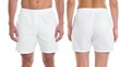 © Instinc - White shorts front and back view, male and female.