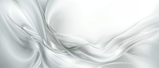 Wall Mural - Abstract white background cloth curtain fabric flow curve smooth wave wallpaper.