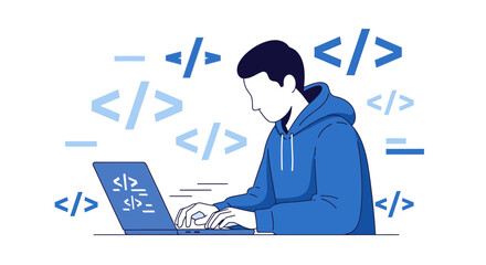 Coder Working On Technology, Developing Software Using A Laptop, Programming and Coding Project