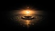 © Cyqueen - Liquid splash macro photography, beverage droplet impact creating perfect ripple crown, warm backlight particles