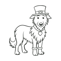 a majestic yet friendly irish wolfhound standing vector line art