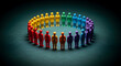 © Bayu Tri Nugroho - Colorful People Figures Forming a Circle Unity Diversity Inclusion Teamwork Collaboration Togetherness Community Support Global Cooperation Rainbow Social Harmony Global Citizenship United We Stand