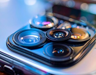 Close-up of a smartphone camera lens array