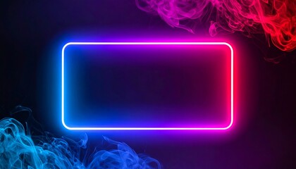 neon glowing frame with cyber monday deals announcement, vibrant pink and blue color scheme, rectang