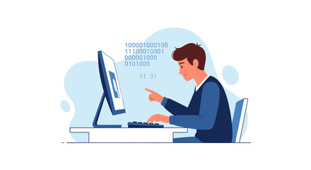 Programming And Coding Concept Depicted With a Person Working on Digital Technology