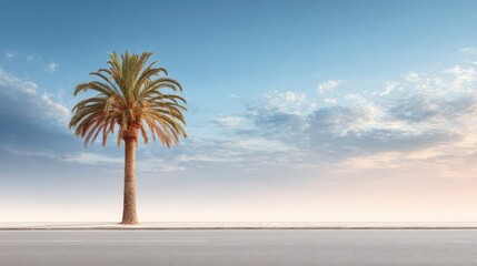 Wall Mural - Isolated Palm Tree Silhouette Against a Bright Sky, Perfect for Summer Vacation and Tropical Getaway Concepts