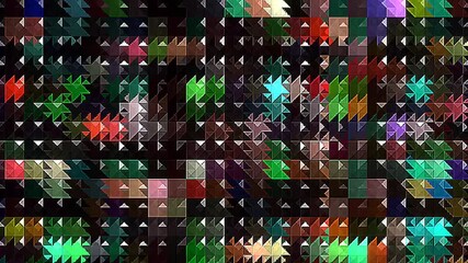 Wall Mural - 3D shining bright dots set colorful line wave motion, on black background	