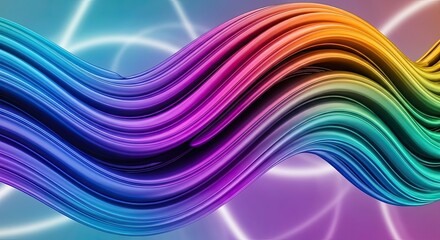 photo of abstract colorful wave with glowing circles in the background creates a mesmerizing and dyn