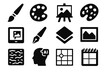 © OLEKSANDR - Tutor art icon reference chart sketchbook drawing mixer tool paintbrush palette vector