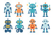 © Another - Colorful robot flat icons set – outline, silhouette, ai and tech symbols