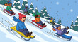 © Miracle - Diverse Children Sledding Downhill in a Snowy Winter Landscape Illustration, Ideal for Holiday Cards, Educational Resources, and Winter-Themed Decorations