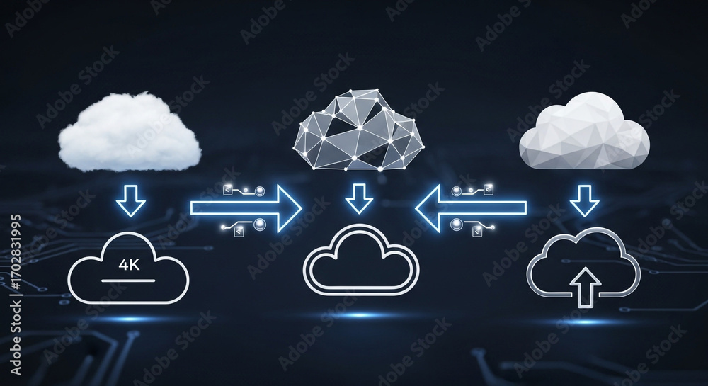 Dynamic cloud computing data flow connecting digital information ...