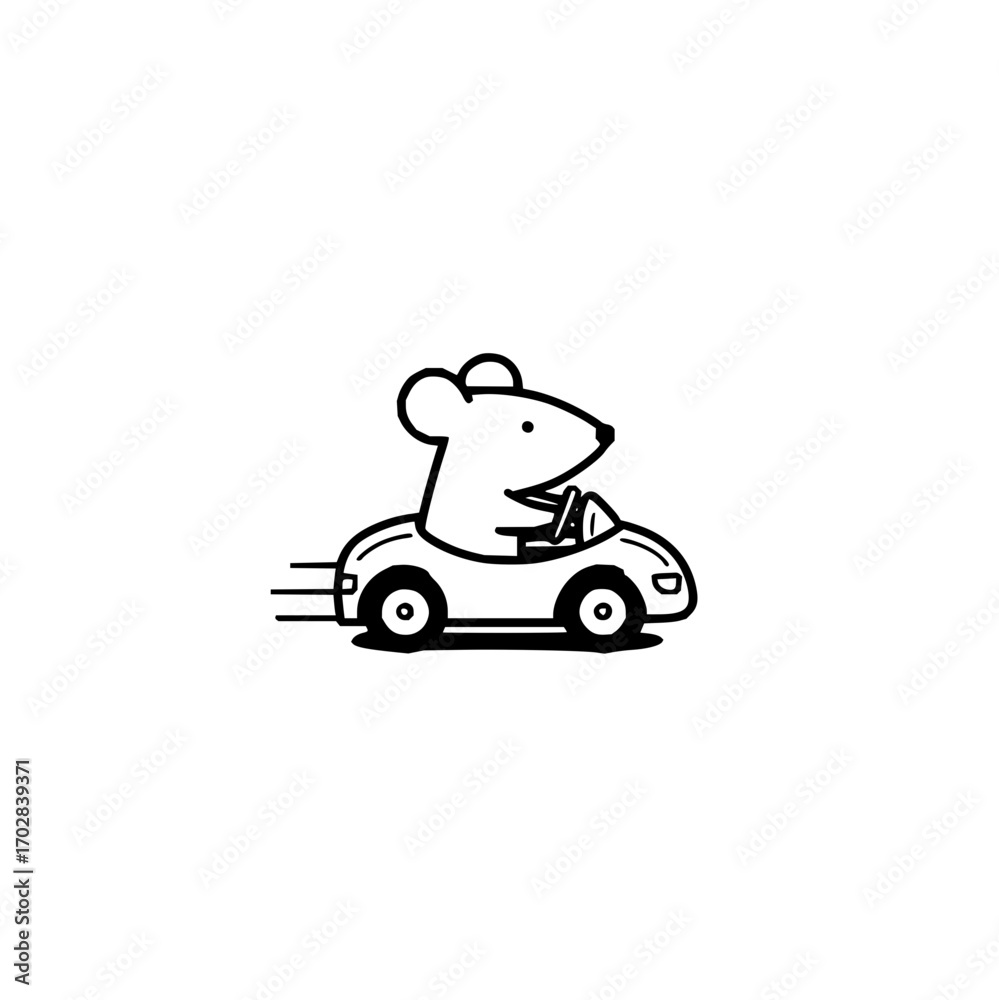 Mouse driving car illustration cute cartoon animal vehicle transport ...