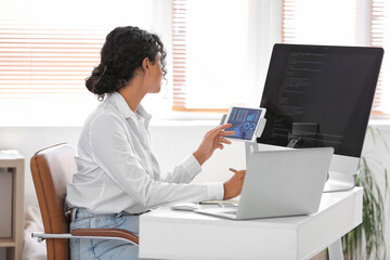 Young African-American QA engineer working in office