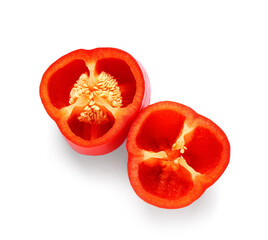 Wall Mural - halves of red bell pepper on white background