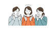 © Budi Studio - Three people react with surprise and excitement, hands raised in astonishment