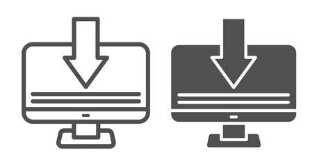 Download Icon on Computer Screen Isolated on White Background