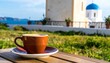 © inisial - Outdoor coffee cup, Greek island view