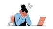© Budi Studio - Overwhelmed businesswoman feeling exhausted and stressed while working late at her desk with laptop