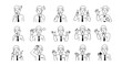 © Budi Studio - Professional man's diverse emotions and gestures captured in clean, modern line art for business communication