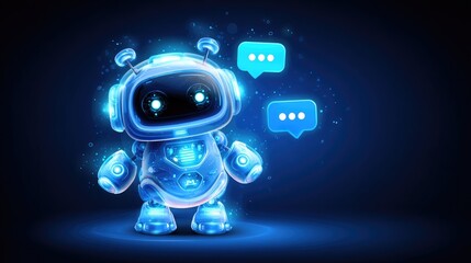 Glowing blue robot chat illustration