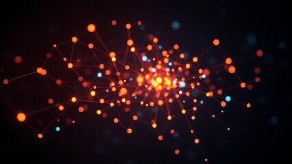 An abstract network of glowing nodes and connections, creating a futuristic visual effect.