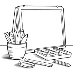 A drawing board illustration vector style coloring page