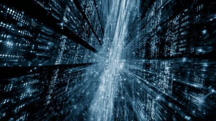 Hi tech big data flow background with digital network lines, cyberspace technology concept, abstract futuristic grid, information transfer, artificial intelligence and virtual connection design
