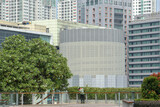 The atmosphere of the swimming pool in a luxury hotel in the city center. 