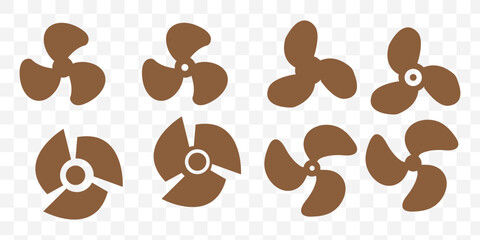Wall Mural - fan propeller icon, vector set. silhouette of computer cooling device. electrical temperature equipm