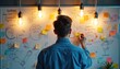 © Viktor - Man uses marker on whiteboard, mapping ideas, connections. Teamwork session promotes collaboration, brainstorming, planning, innovation. Visualize business strategy, project development, creative