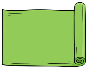 Wall Mural - Blank lime green cartoon scroll banner, hand drawn vector parchment illustration