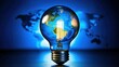 © Panuwat - Light bulb world map inside it is placed Intellectual Property Day