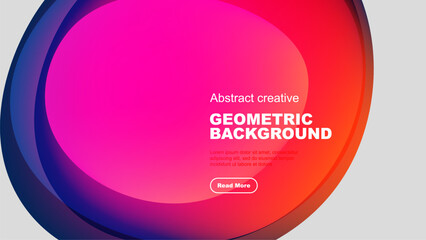 Wall Mural - Vibrant geometric shapes overlap, creating colorful background. Text promotes further exploration. Modern design elements present.