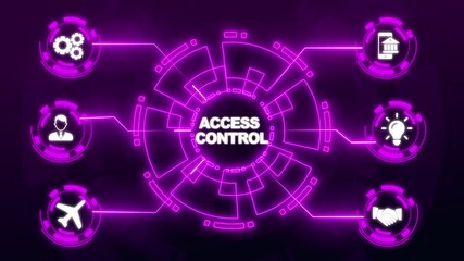 Neon Business, Technology, Internet and network concept. virtual display: Access control