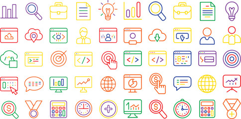 Colorful business and technology icons finance data
