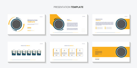 Wall Mural - Creative business presentation slides template design. Use for modern presentation background, brochure design, website slider, landing page, annual report, company profile
