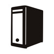 © MdAli - Minimalist illustration of a black computer tower case over a white background