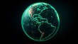 © rujlaphus - A glowing Earth is depicted against a black backdrop. The interconnected globe is illuminated with bright green lines and points, showcasing a network.