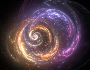 Wall Mural - Abstract Spiral Galaxy with Swirling Lights on Dark Cosmic Background Illustration
