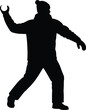 © SAIF820 - Silhouette of a person throwing a snowball in winter clothing action shot vector