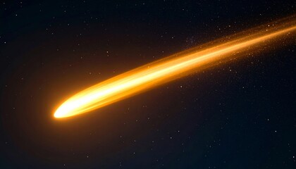 Wall Mural - Bright Golden Comet Streaking Through Dark Cosmic Space with Glowing Trail