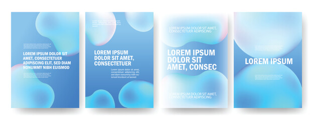 Modern gradient liquid glass shape poster background template set with perspective geometric elements, creative stylish design for social media, advertising, flyer, banner and digital promotion